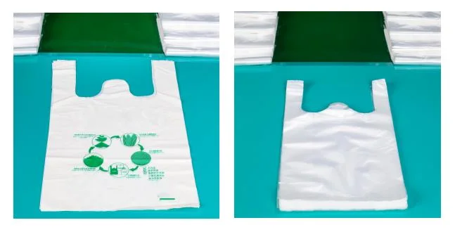 Price Sealing Cutting Double Lines 600PCS HDPE LDPE Biodegradable Shopping T-Shirt Vest Plastic Bag Making Machine