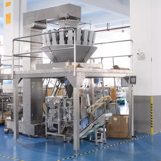 Fully Bag Vertical Automatic Filling Multi-Function Food Packing Machine with Multihead Weigher for Filling Granule Sachet Seal Pouch Packaging Machine
